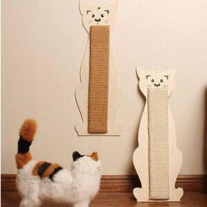 Cat Scratching Board Wood Sisal Kitty Feline Lightweight Wall Hang